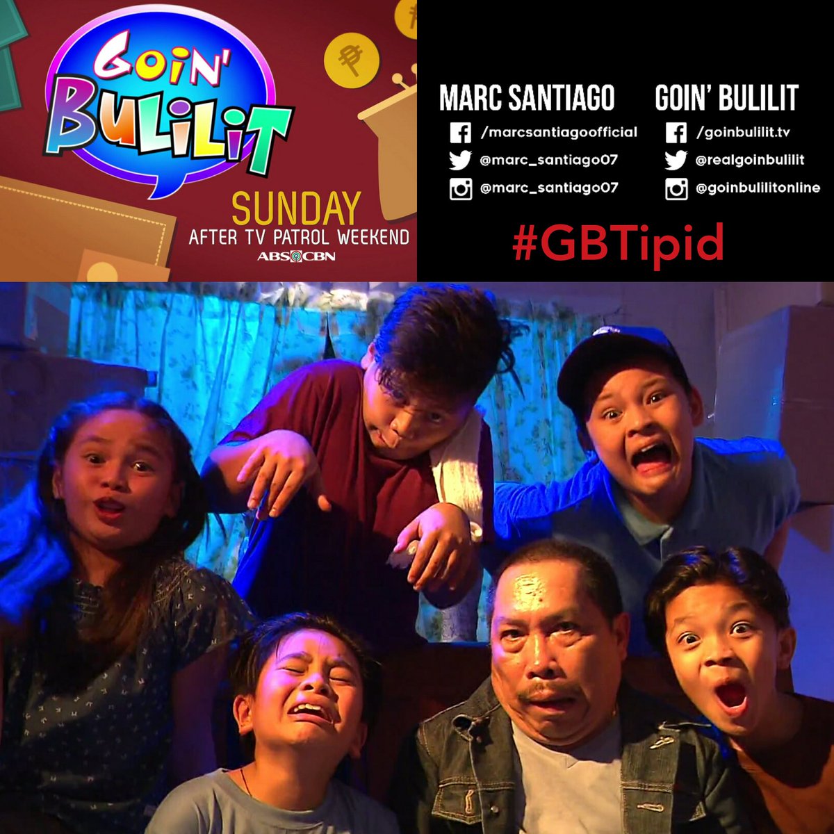 GOMarcSantiago's tweet photo. Sunday is Family and Goin' Bulilit day! Please watch #GBTipid tonight at 6PM! ππΊπ° @marc_santiago07 @gomarcsantiago @REALGoinBulilit https://t.co/q9jnFeabZE
