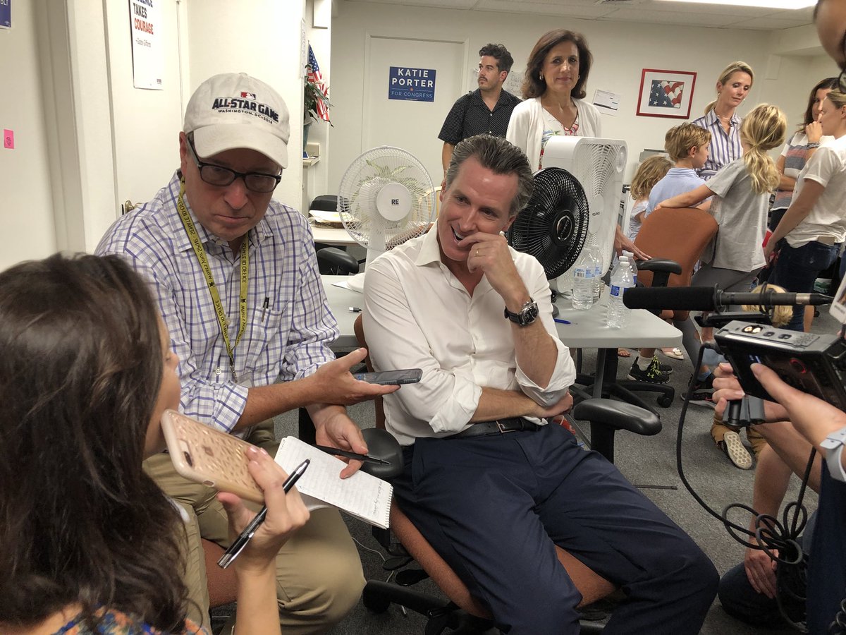 fevasqueznm's tweet photo. .@GavinNewsom giving reporters all the time they need. Been at it 30+ minutes. #BlueWave2018 #cadems #votecottie https://t.co/HPLMQbLxkm