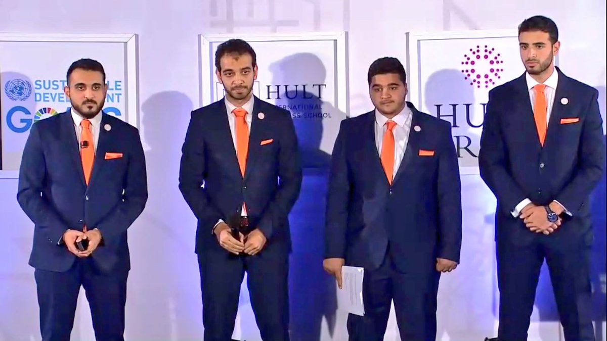 AUSharjah's tweet image. Great presentation by our students Omar Khattab, Omar Ghanem, Omar Mansour, and Ahmed Yasser for their idea @ULight2020 at the 9th Annual UN Hult Prize Global Finals! Watch the results LIVE at hultprize.org/2018-unfinals/ #HP18 #PowerForGood #HultPrize #Proud_AUSers