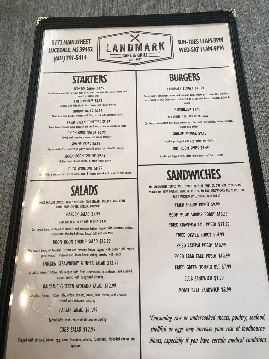 BackroadsStaff's tweet photo. Brandi was in Lucedale today for a book signing today and had the pleasure of eating lunch at the Landmark Cafe and Grill. Her grilled chicken summer salad was beautiful and she said it was delicious!
#lucedalems #landmarkcafeandgrill #foodbloggers #travelblogger #foodphoto https://t.co/GaFoUCVkOh