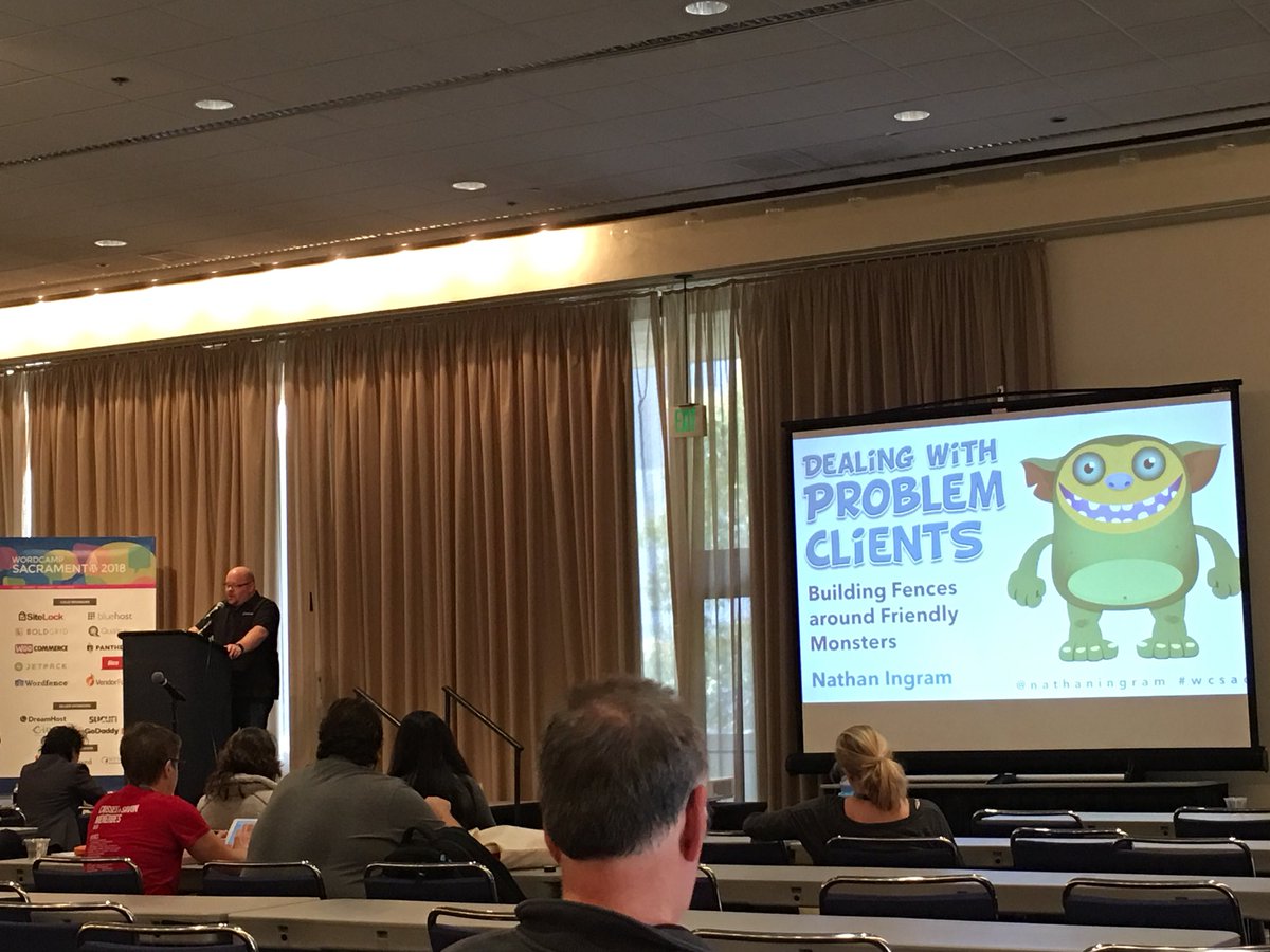 JGcodes's tweet image. Nathan Ingram omg my favorite talk.  How to deal with friendly monster clients. #wcsac