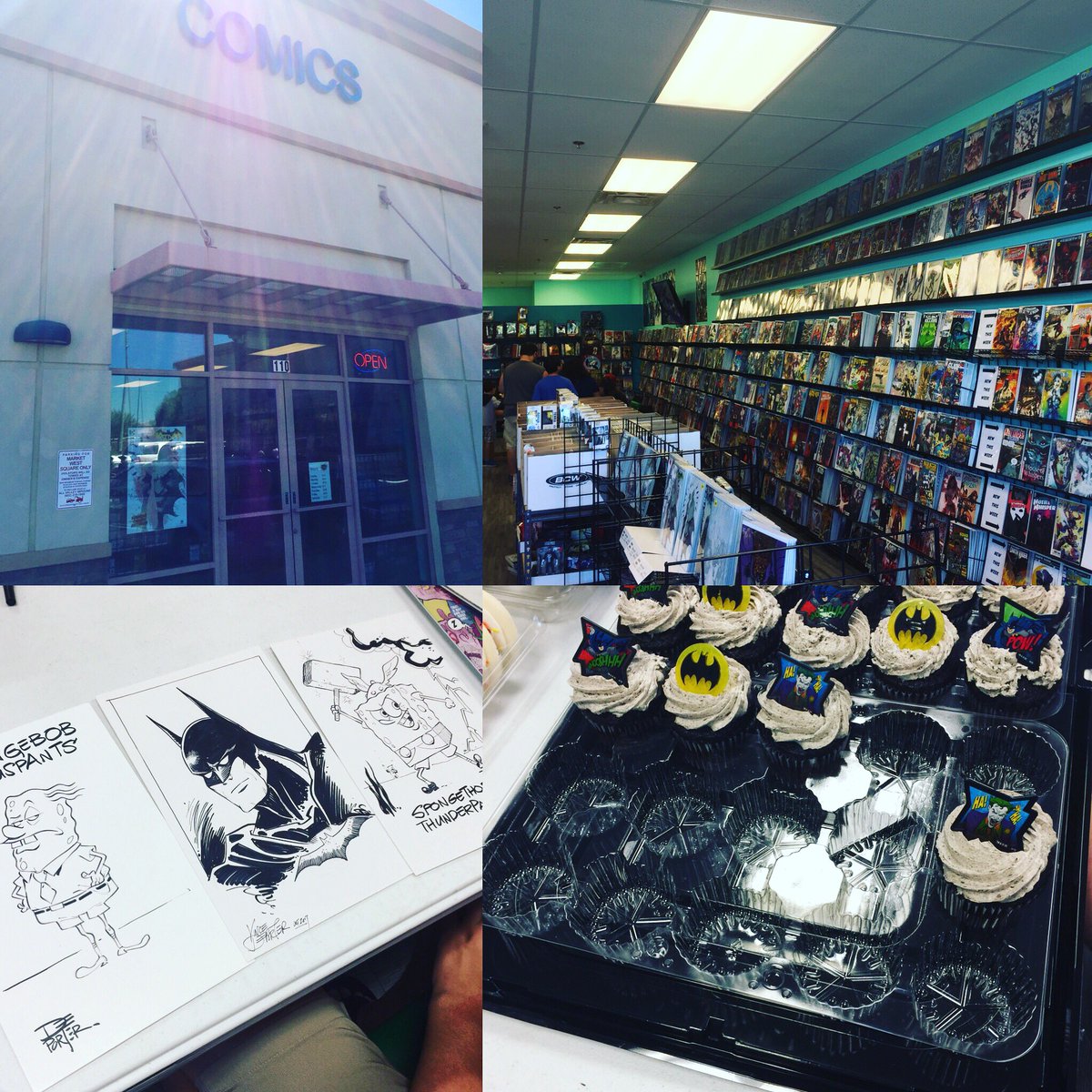 C_C_L_Collector's tweet photo. @PeteIllustrated @J_Rocka @smb_ryan
And then the light shined down from the heavens and showed me the way. Stopped at my new local comic shop today for some awesomeness. #BatmanDay #SurpriseComics #FreeComics #BatCupCakes #ArtistCommisions #VinceDeporter https://t.co/O4Bv8aIYFO