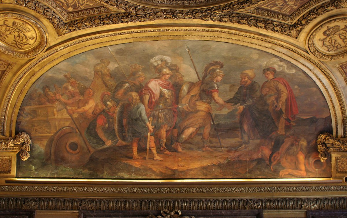 Sausruqo's tweet photo. A paitning of Jason and the Argonauts arriving at #Colchis (in today's #Caucasus/#Kavkaz in #Mingrelia, #Lazica and #Abkhazia. The Argonautica tells the myth of their voyage to retrieve the Golden Fleece. This painting is located in the Palace of Versailles in #France. https://t.co/XGfCbOeciG
