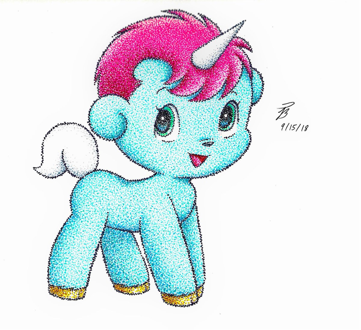 Angel Bee On Twitter Just Started Watching Unico Yesterday Already I Love The Cute Little Baby Unicorn His Backstory Is Very Tragic Though So Here S A Pointillism Of The Little