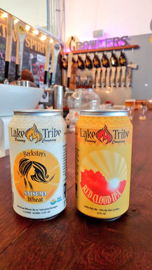 TLHBeerSociety's tweet photo. A funny thing happened during our trip to @LakeTribeBrew tonight ...
We got a preview of thier NEW cans!
#RedCloudIPA #SatsumaWheat
#DroppingNextWeek 👀 👀 👀 https://t.co/4Jz9szNF1u