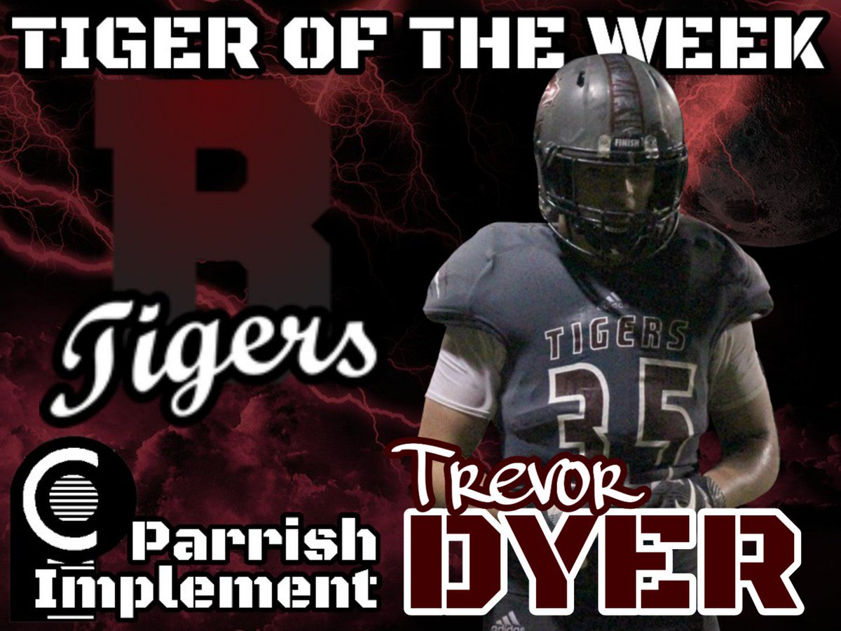HomersRadio's tweet photo. Congrats to Tiger of the Week:
Trevor Dyer

Offense
44 carries 254 yards
5 TDs 
(3) 2 pt conversions
2 Rec 28 yards

Defense
15 tackles
3 TFL
1 INT https://t.co/0Smh7mREPE