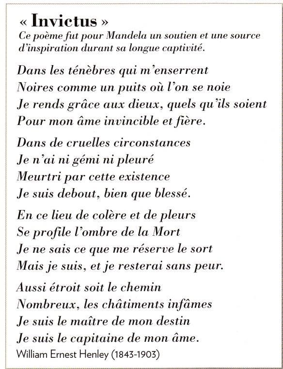 Patrick Pelletier Pa Twitter Le Poeme Prefere De Nelson Mandela Invictus Je Rends Grace Aux Dieux Quels Qu Ils Soient Pour Mon Ame Invincible Et Fiere Je Suis