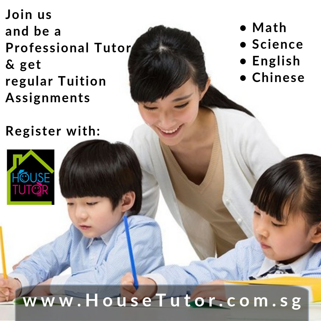 Start your professional career as Home Tuition Teacher with #HouseTutorSG
Get registered for free on - buff.ly/2x7f7z7 

#SingaporeJobs #HouseTutor #TuitionTeacher #TeachingJobs #WorkInSingapore #Jobs #Singapore #SingaporeEducation #PrivateTeacher