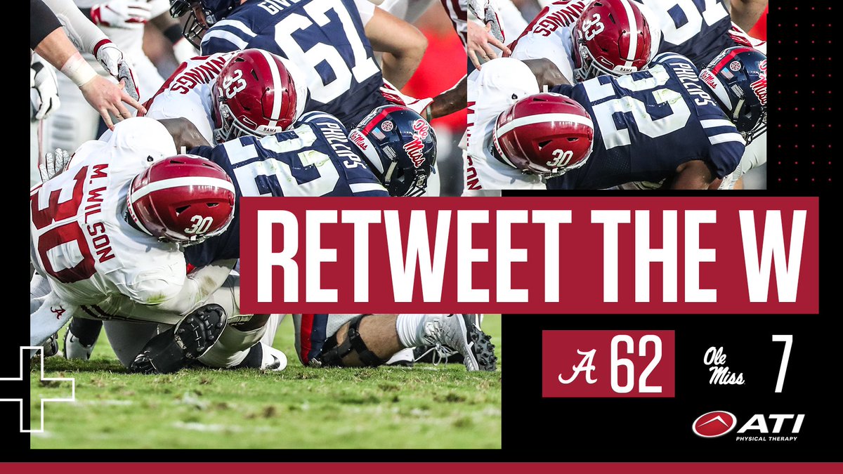 UA_Athletics's tweet photo. Roll Tide! @AlabamaFTBL cruises past Ole Miss in Oxford. #RollTide https://t.co/tXo3d782xT