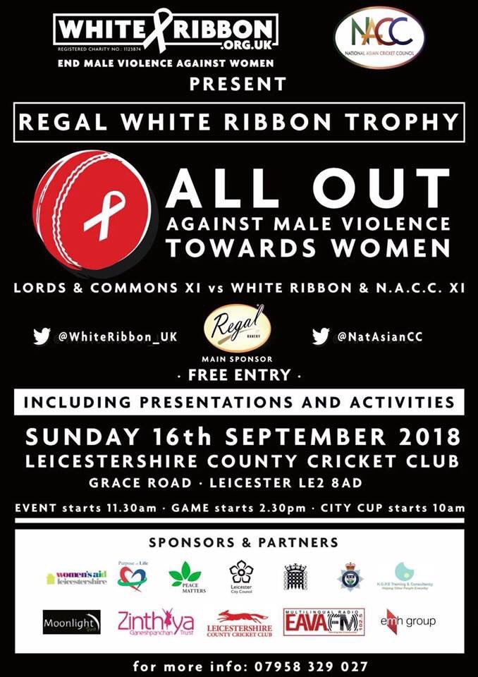 We will be supporting <a href="/WhiteRibbon_UK/">White Ribbon UK</a> today <a href="/leicsccc/">Leicestershire CCC 🦊</a> with our god freind <a href="/ikramofficial/">Dr Ikram Butt</a> whiteribbon.org.uk for more information