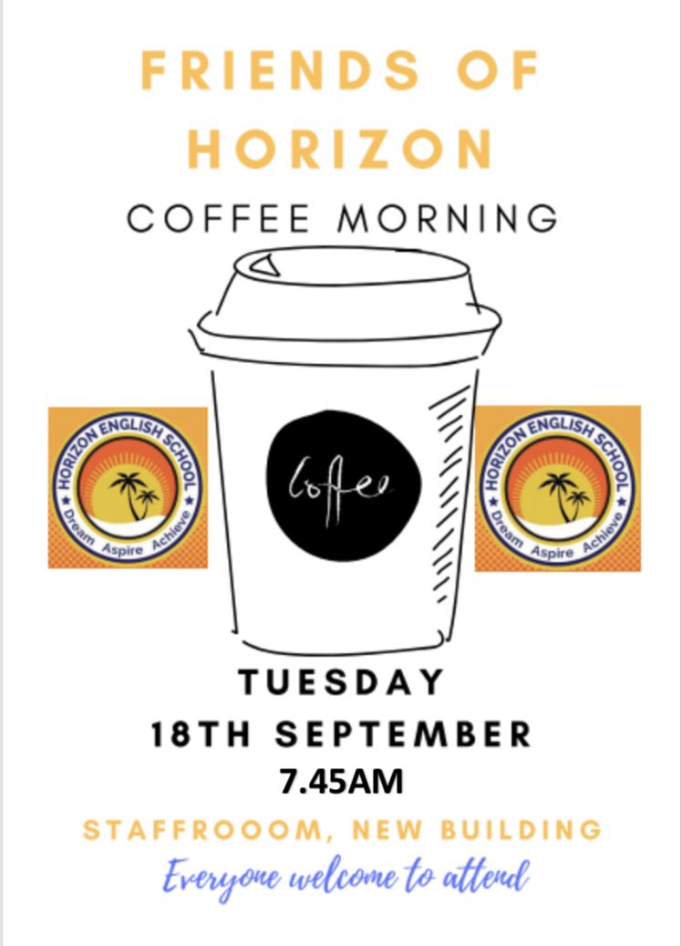Horizon_Year4's tweet photo. Parents of #HorizonYear4... a (coffee) date for the diary! 

Friends of Horizon coffee morning for Years 1-6, takes place on Tuesday. Don’t miss this opportunity to mingle and learn about upcoming @HorizonDubaiUAE events! 

#HorizonCommunity ☕️📚 https://t.co/QeJDhudGNJ