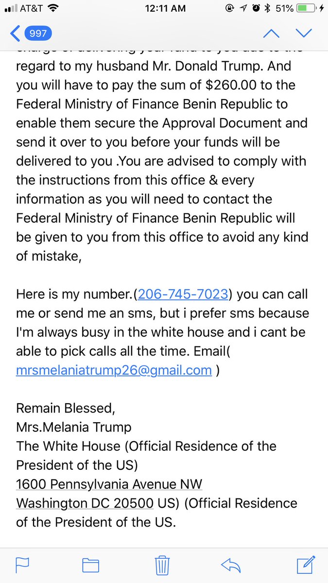 GNicole78's tweet photo. @realDonaldTrump I just received this email that I think you and @MELANIATRUMP might find interesting!! Looks like fraud to me... #MAGA https://t.co/4qrrgSmL0T
