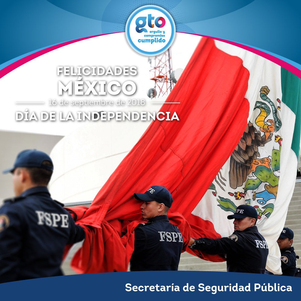 La Secretaría de Seguridad Pública del Estado de Guanajuato informa que finalizan las Ceremonias del Grito de Independencia en 45 municipios del Estado sin incidentes. 
#VivaMéxicoEnGto 
#OrgulloYCompromisoCumplido👌

@gobiernogto <a href="/miguelmarquezm/">Miguel Márquez Márquez</a> <a href="/AlvarCdeV/">Alvar Cabeza de Vaca Appendini</a>