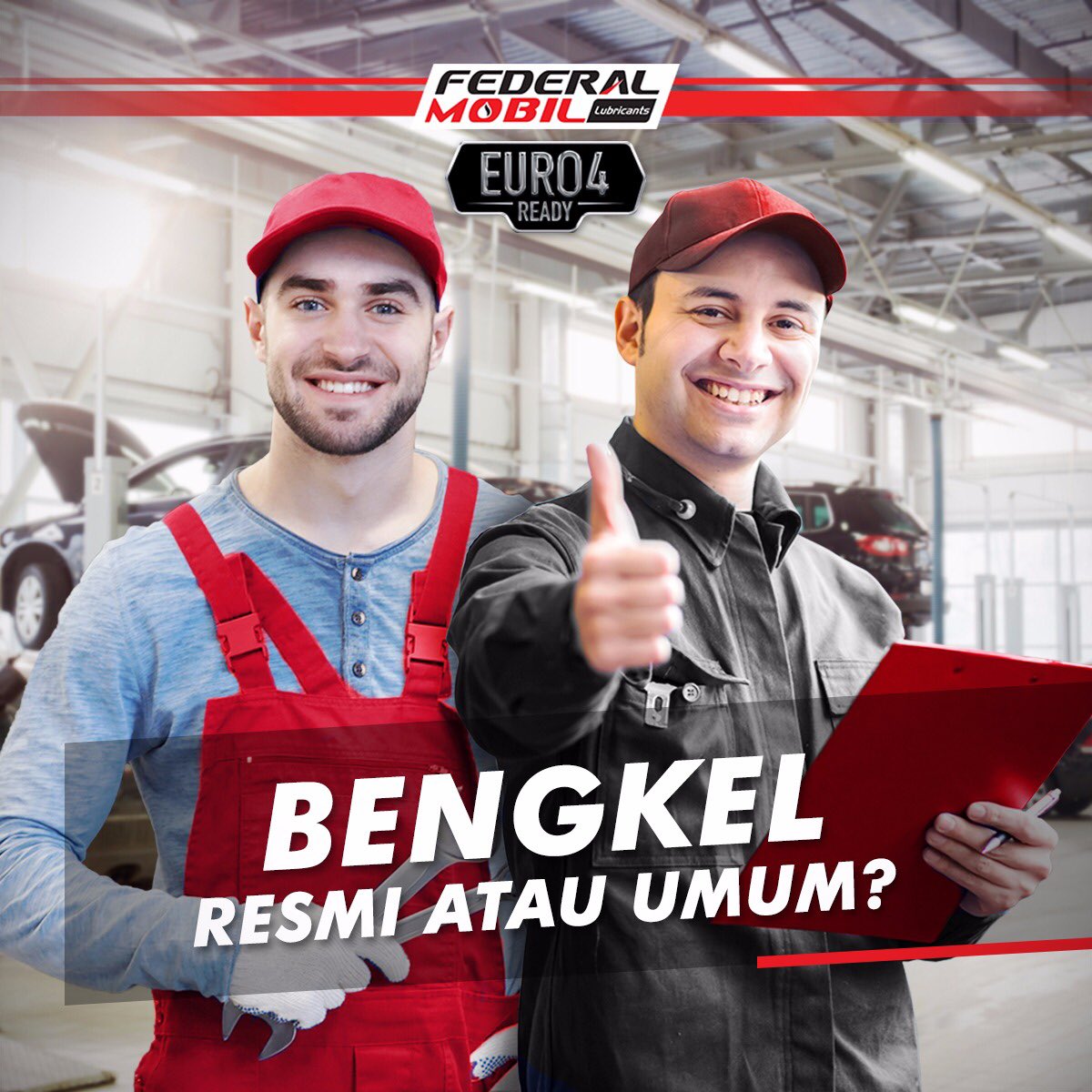 Memilih tempat service yang tepat seringkali menjadi hal yang membingungkan buat para pemilik mobil. Kalo lo sendiri lebih memilih untuk service di bengkel resmi atau di bengkel umum?

#FederalMobilLubricants
#DriveSmartSaveTheEarth
#FederalMobilEuro4Ready