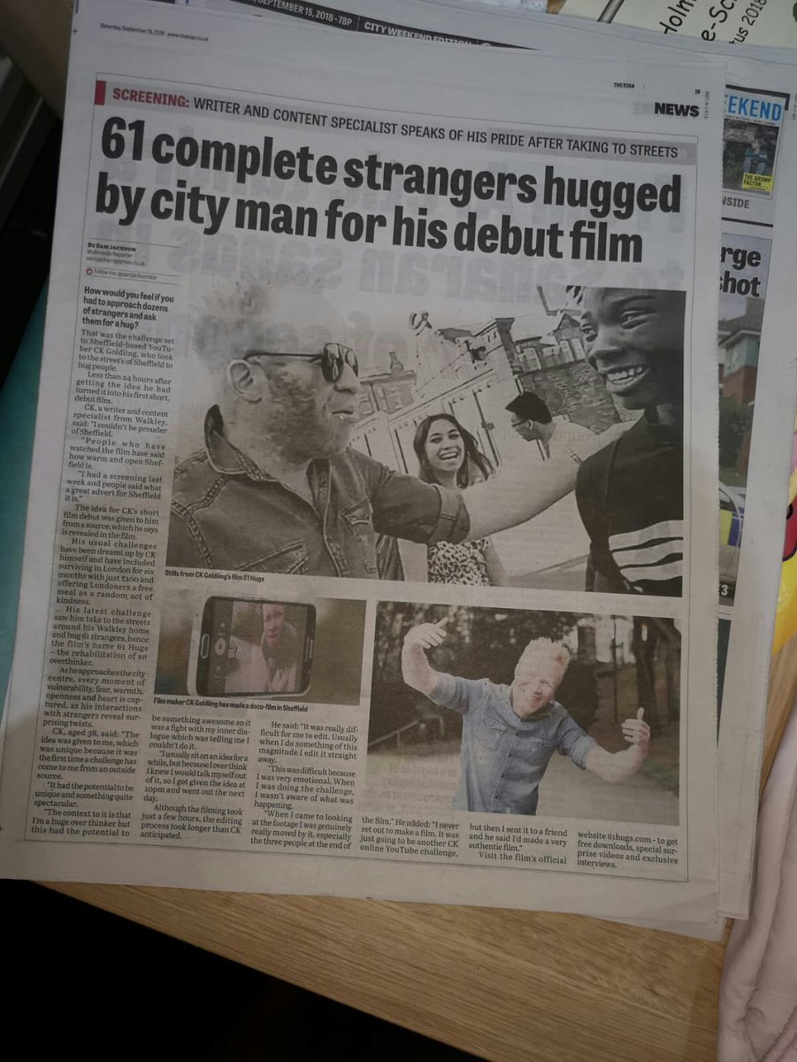iconsmachines's tweet photo. STRANGERS HUGGED
BY MAN FOR HIS
DEBUT FILM
=================

NEW SHEFFIELD
SHORT FILM
'61HUGS'

watch: https://t.co/vXt5pBJGwi 

==================
@61Hugs #SheffieldStar 
#SheffDocFest #Sensoria
#61Hugs #LFF2018
#C4RandomActs #LSFF
#BFI #ShortFilmFaceOff
#LFF #BAFTAS ♥️#BAFTA https://t.co/OOHQNxp94O