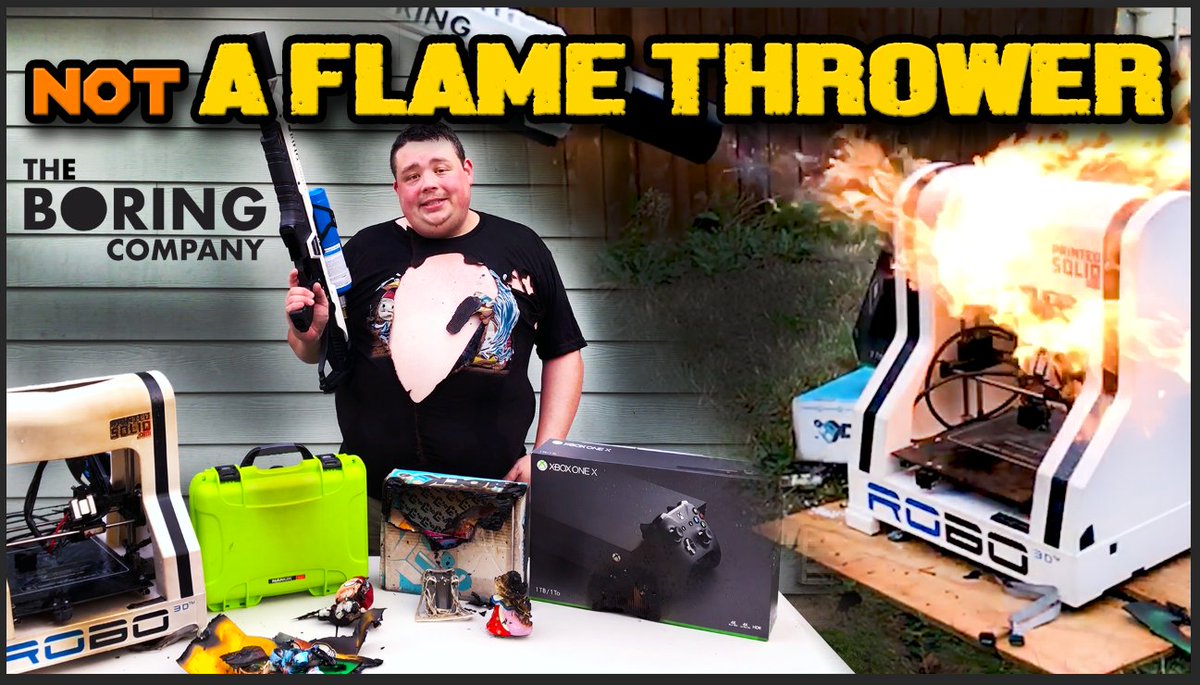 Barnacules's tweet photo. not A FLAME THROWER burning everything in sight video will go live at 9am PDT 9/16 so you don't have long to wait! #Hype #FlameThrower #Burning #3DPrinter #XBOXOneX #Clown #1upBox #NerdBlock https://t.co/5Cwyi43uY9