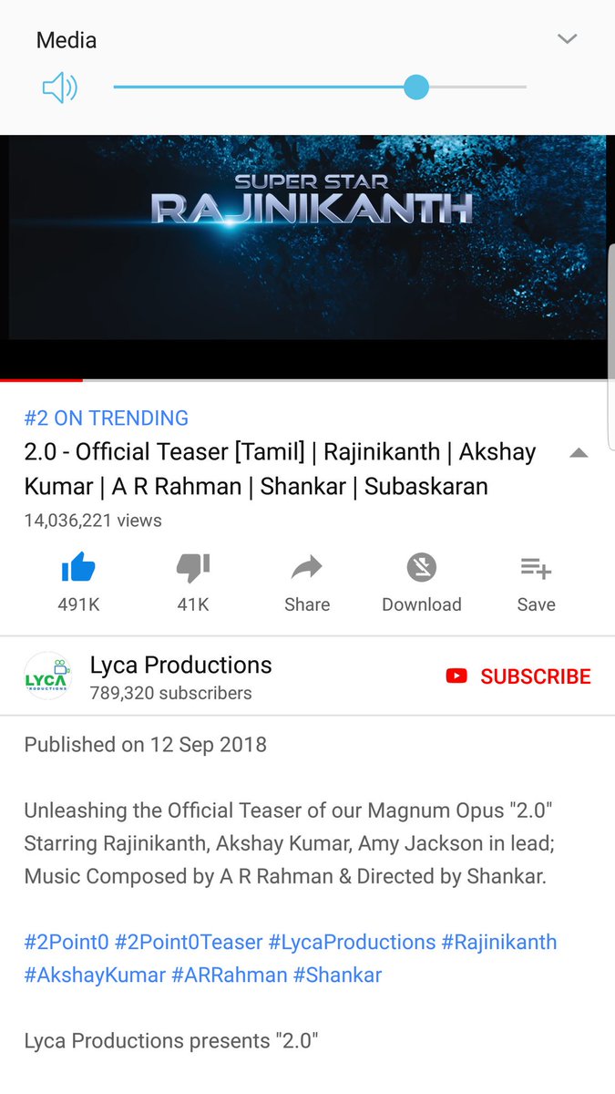 venghaimavan's tweet photo. #2Point0Teaser #2Point0Teaserrecords
தமிழில் 14 மில்லியன் பார்வையாளர்களை தாண்டி...
#Rajinikanth @shankarshanmugh @LycaProductions @akshaykumar @resulp @arrahman @soundaryaarajni @RIAZtheboss @srinivas_mohan https://t.co/qkdwYs8op1