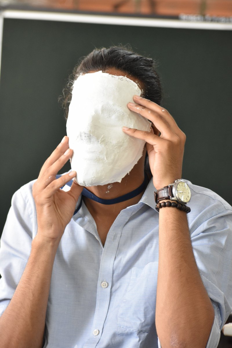 bmscephaseshift's tweet photo. Visage, a mask and headgear making competition based on the theme of surrealism -- realistic but irrational imagery.
Watch participants cover their partner's face with plaster and try to create dream like concepts! #PhaseShift2018 #SpaceSystems https://t.co/jSVRiSsYlr