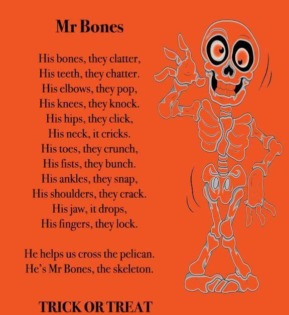 From my collection Trick or Treat - Mr Bones :) 

#childrenspoetry #kidspoetry #childrenspoems #kidspoems #kidspoet #kidsauthor #childrenspoet #childrensauthor #Halloween #trickortreat 🎃👻🎃👻