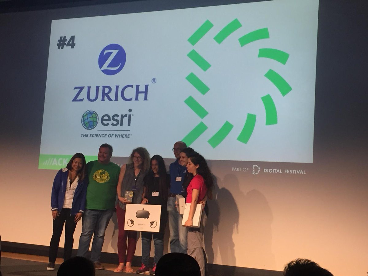 Congratulations to "Safety Matters", winning team in our <a href="/Zurich/">Zurich Insurance</a> &amp; <a href="/Esri/">Esri</a> Millennials Driving Challenge at #hackzurich! It was fun working with you and all other teams this weekend! #geodevs #arcgis