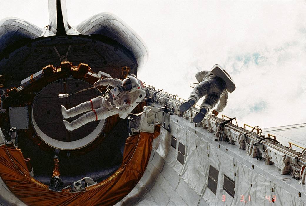 People_Of_Space's tweet photo. ... during the years I was following the #SpaceShuttle program as good as it was possible behind the the #ironcurtain in East Germany. I am still remembering very well to listen to the live coverage of the #spacewalk of Story Musgrave & Don Peterson during #STS6 via #AFN radio! https://t.co/gICcrcajj0
