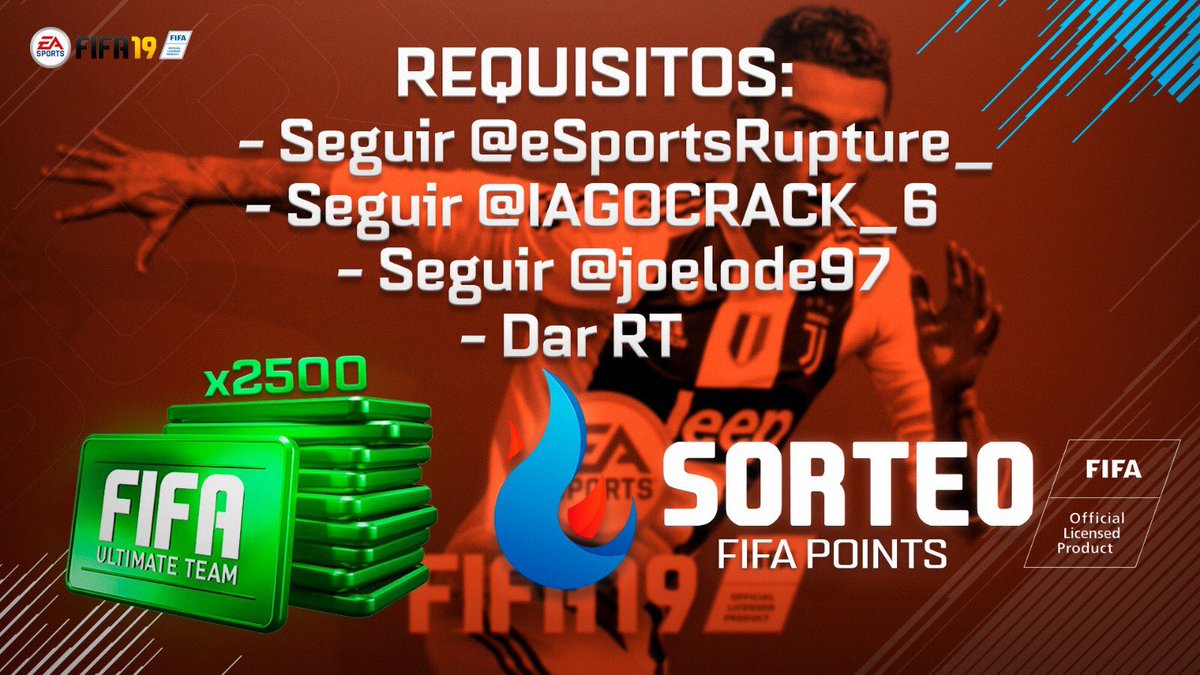 🔥¡SORTEO 2.500 FIFA POINTS!🔥

✏️ Requisitos en la imagen!

🏆 Ganador el 25 de Septiembre 

@IAGOCRACK_6 @eSportsRupture_