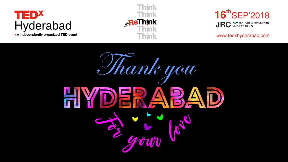 tedxhyd's tweet photo. And it's the curtain call! Thank you #Hyderabad, for all your love! See you at TEDxHyd on 22nd Sep 2019! #ReThink https://t.co/I6ZGJpjfcB