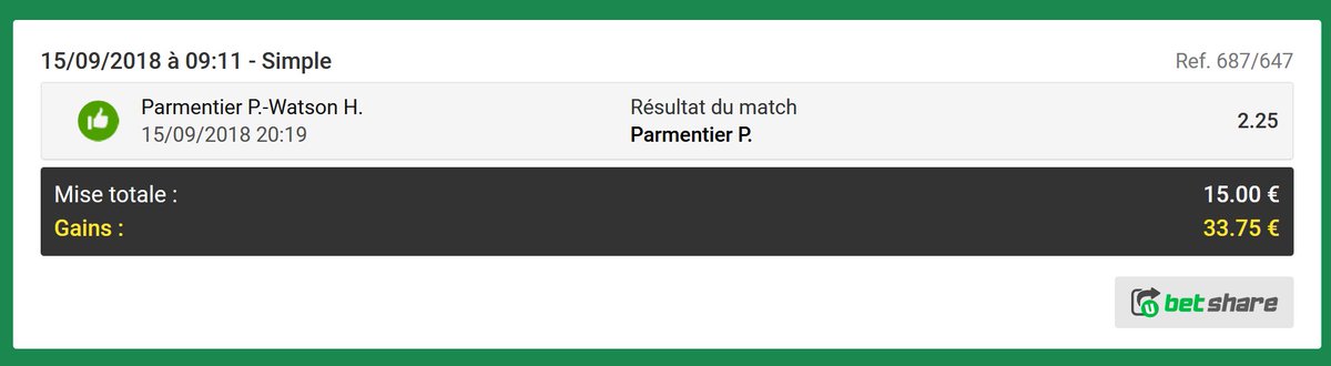 Jerem_tennis's tweet photo. A tenter ☘#WtaQuebec 🇨🇦
🎾Parmentier 2.25 (1.5%) ✅✅
Ca Passe Bravo à Popo pour sa combativité 💪👏
♻️Pour l'ANALYSE
❤️Si tu aimes et pour le Soutient 🙏
#ParionsSport #TeamParieur https://t.co/SfGa7hyocb