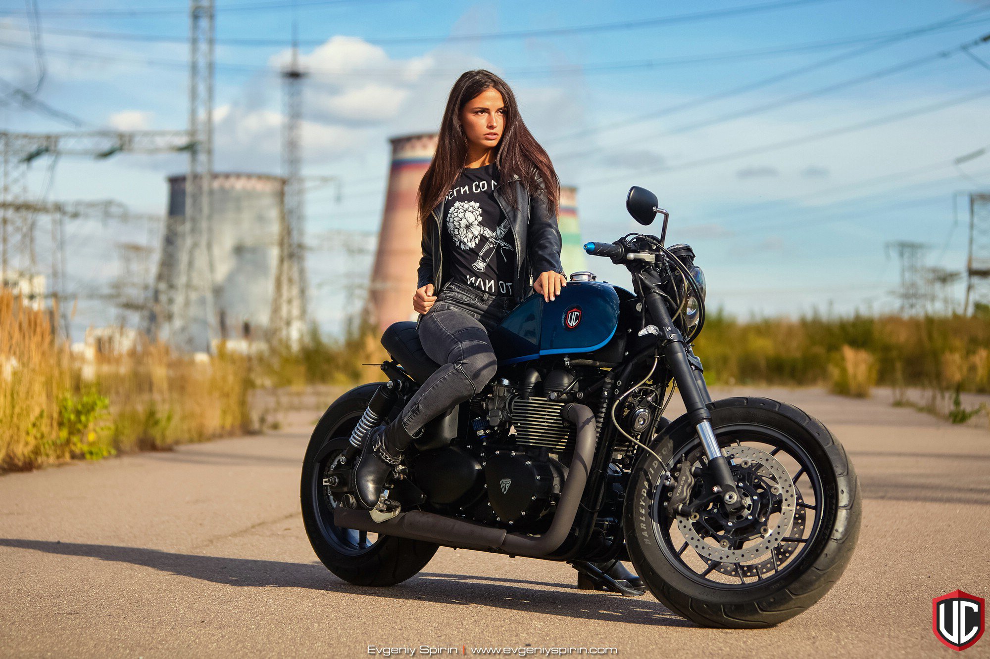 Girl on triumph motorcycle online