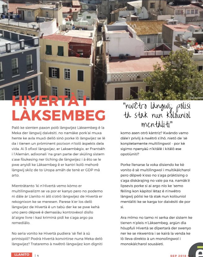 Armand Back Pa Twitter Eng Zeitung Op Llanito Der Sprooch Dei Op Gibraltar Geschwat Gett Mat Engem Artikel Iwwert Letzebuerg Also Laksembeg Ee Beispill Laksembeg E Er Kantri Kolo Mehore Langwij Skilz