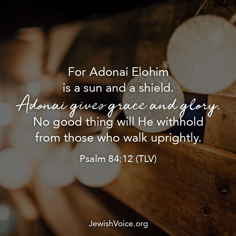 For Adonai Elohim is a sun and a shield. Adonai gives grace and glory. No  good thing will He withhold from those who walk…