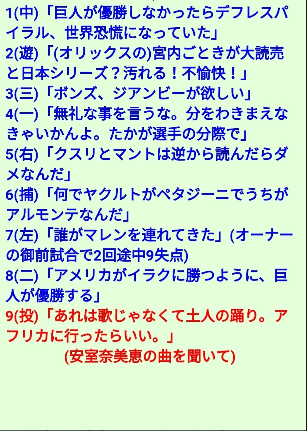 Manchester United 勝利の男神 Sur Twitter 安室奈美恵の引退が話題ですが ここで元読売巨人軍最高顧問 渡辺恒雄 通称ナベツネの名言で組んだ打線を見てみましょう 安室奈美恵 安室ちゃん 読売巨人軍 渡辺恒雄 ナベツネ たかが選手が T Co