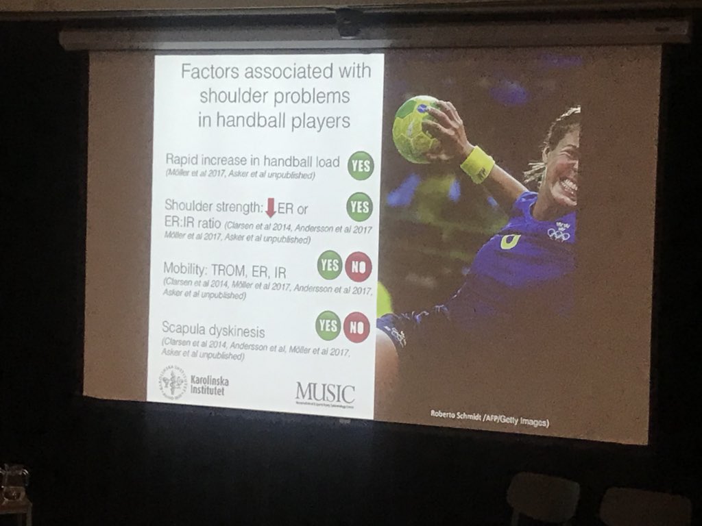 AthleteShoulder's tweet image. Performance teams can learn from handball and the process they have been through to understand risk factors related to shoulder problems #FSEM2018 summary slide from @martinasker