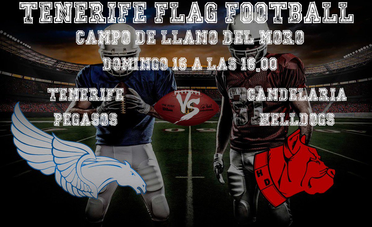 ¡Buenos días a todos y bienvenidos a nuestra nueva cuenta de Twitter!

Qué mejor manera de arrancar nuestro camino en esta red social que recordando que hoy es #GameDay

Hoy jugamos contra Tenerife Pegasos un partido de Flag Football en Llano del Moro a las 4 ¿Te lo vas a perder?