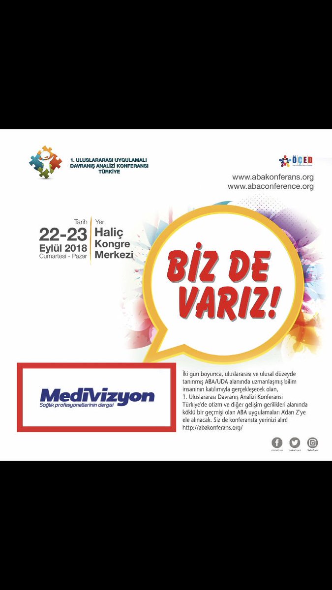 BİZ DE VARIZ! Medivizyon Dergisi! <a href="/medivizyon/">Medivizyon</a> <a href="/slmparlak/">Selim Parlak</a> @pyakupyan <a href="/mevlutdulger/">mevlüt  dülger</a> Algı Özel Eğitim Özel Çocuklar Eğitim ve Dayanışma Derneği #medivizyon  #otizm #aba #abakonferansı #bcba #abaterapi #bcab #davranışterapisti #algı #abaconferance #udakot