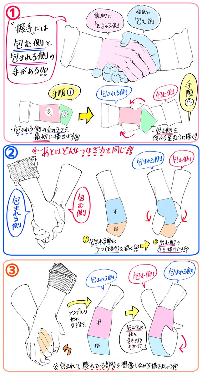 吉村拓也 イラスト講座 手をつなぐ 絵が上達するための 手の描き方