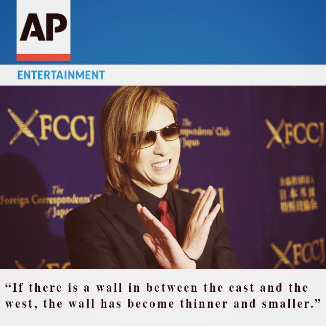 Yes, we'll break the walls together. 
一緒に壁を壊そう！
“#AssociatedPress : 'Finally, after all these years, if there is a wall in between the east and the west, the wall has become thinner and smaller.” #XJapan #WeAreX 

bit.ly/2NHQLW9

instagram.com/p/BnyM3F6lQLr/…