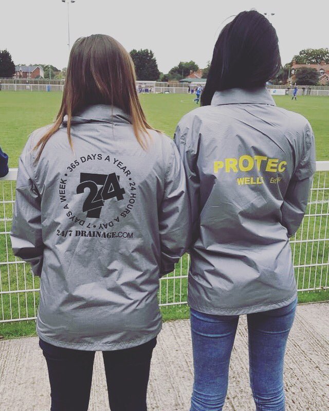 wellscityateam's tweet photo. First Lady and A-Lady ‘modelling’ the managers jackets! #247drainage #protec #footballerswifelife #fangirling https://t.co/Ew7zymxJmS