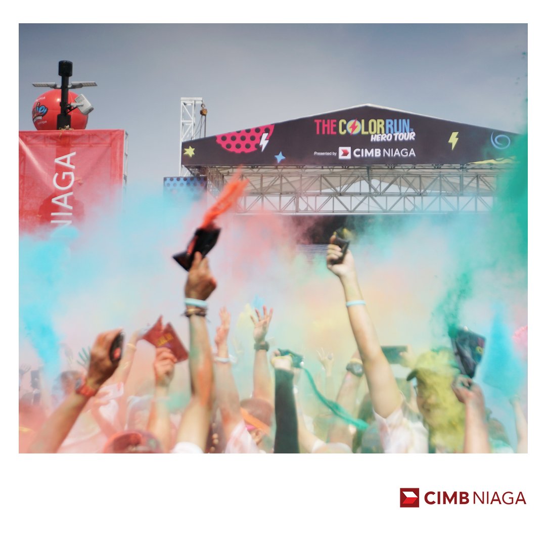 CIMBNiaga's tweet photo. Inilah kegembiraan di The Color Run Hero Tour Presented by CIMB Niaga hari ini. Para peserta sangat antusias jadi bagian di The Happiest 5k on the Planet! Seru banget, kan?
Sampai jumpa di The Color Run berikutnya!
#TheColorRunCIMBNiaga #ForwardYourDreams #CIMBNiagaForward https://t.co/P4kgMXHnDm
