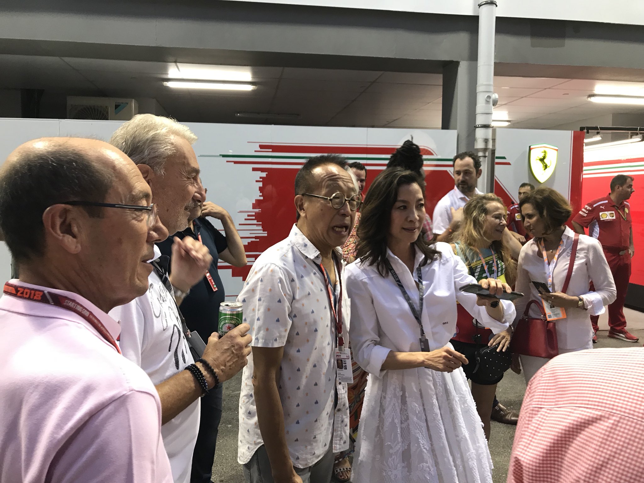 St Sports Desk On Twitter Actress Michelle Yeoh With Singaporean Tycoon Ong Beng Seng At The Marina Bay Street Circuit Pit Building Ahead Of The Night Race Https T Co Lmzrvgkco9