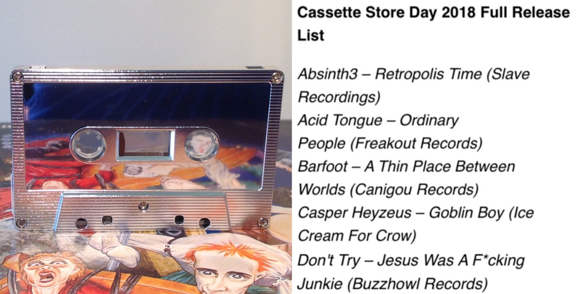 buzzhowlrecords's tweet photo. Really excited to be part of #CassetteStoreDay @cassetteday check out all the releases over at @theskinnymag here: https://t.co/qIW20raVd3

Plus look at the shiny cassette we're putting out! https://t.co/Io9IVgzBOO