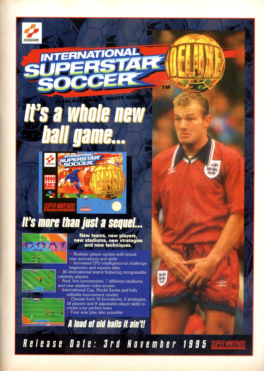 Cool Box Art International Superstar Soccer Deluxe Print Ad Konami 1995