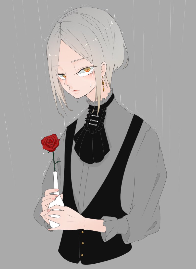 のま茶 背景頑張る人 過去お題 前髪センター分け 色素薄い系儚い男子 美少年版深夜の真剣お絵描き60分1本勝負