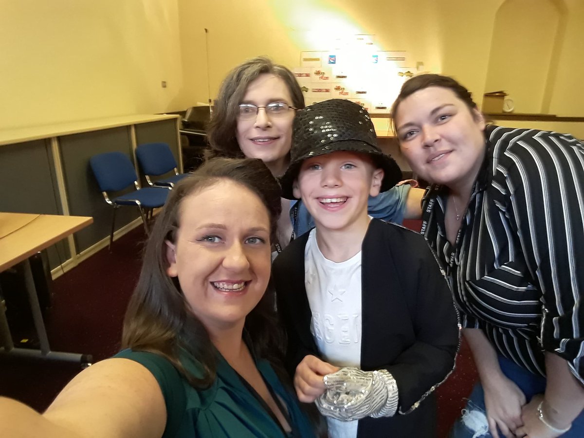 The judges, Lolly, <a href="/KarenNWoodham/">Karen Woodham</a> and Danielle with an amazing young man who has just performed as #MichaelJackson. #WalesGotTalent
