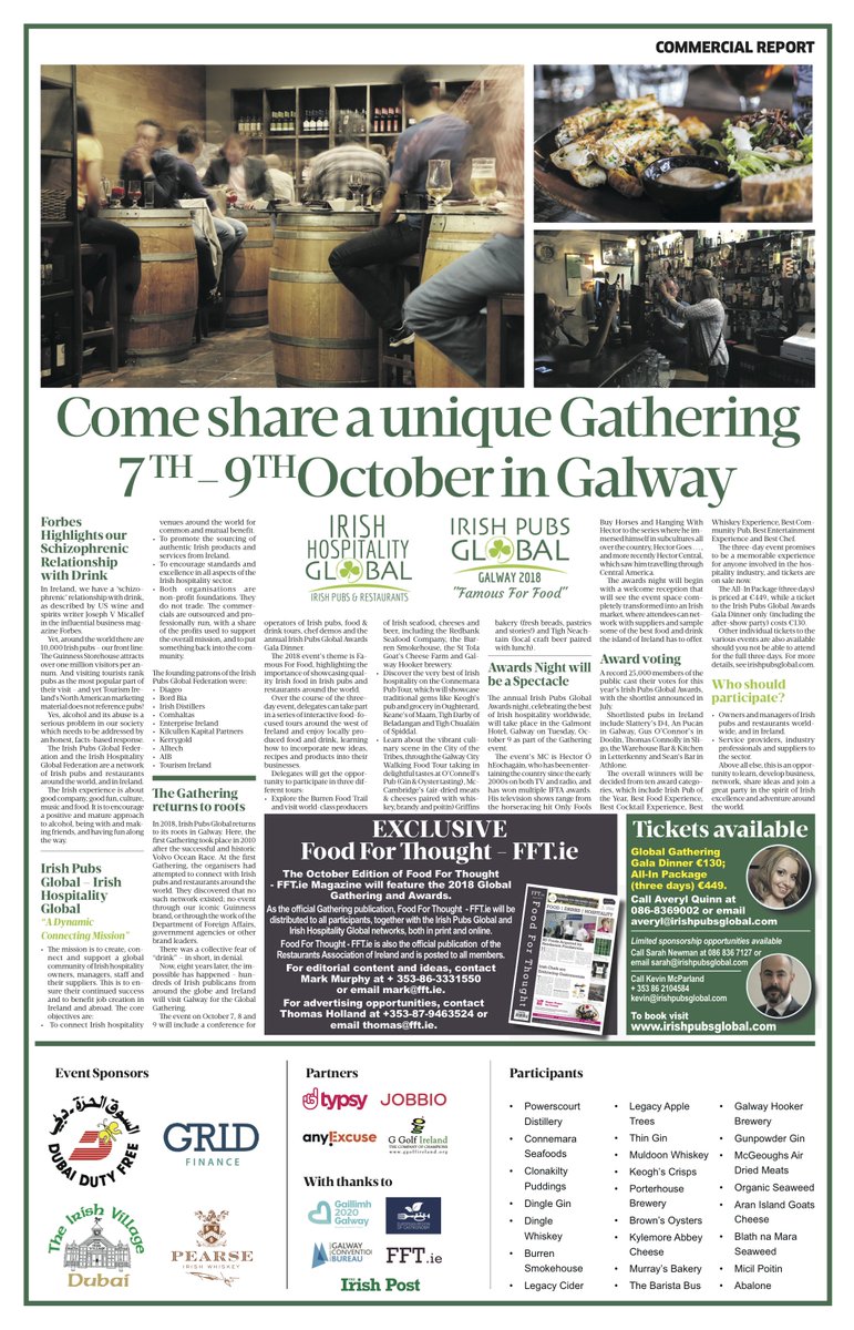 irishhospglobal's tweet photo. Check out our full page on this year's Irish Pubs Global Gathering in today's Sunday Business Post! #IrishPubs #FamousForFood #Galway https://t.co/4nboBcT5px