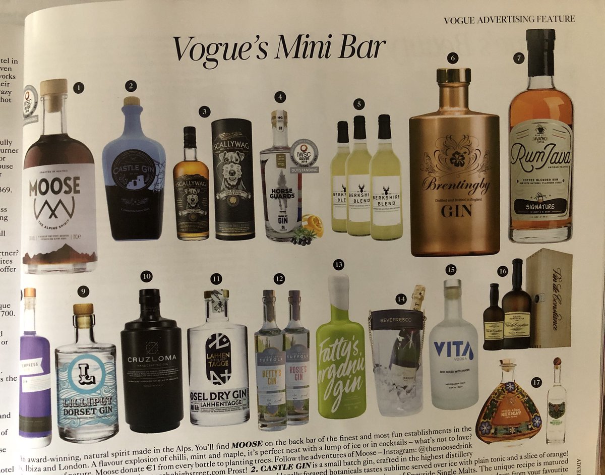 Fantastic little feature in British vogue for Vogue’s mini bar #Vogue @gin_a_ding_ding @CatfordGinFest @TheGinfluence @GinMonkeyUK @GinObsessions @katiebhughes @FHGinClub @LondonFashionWk #fashion #gin @BritishVogue @voguemagazine