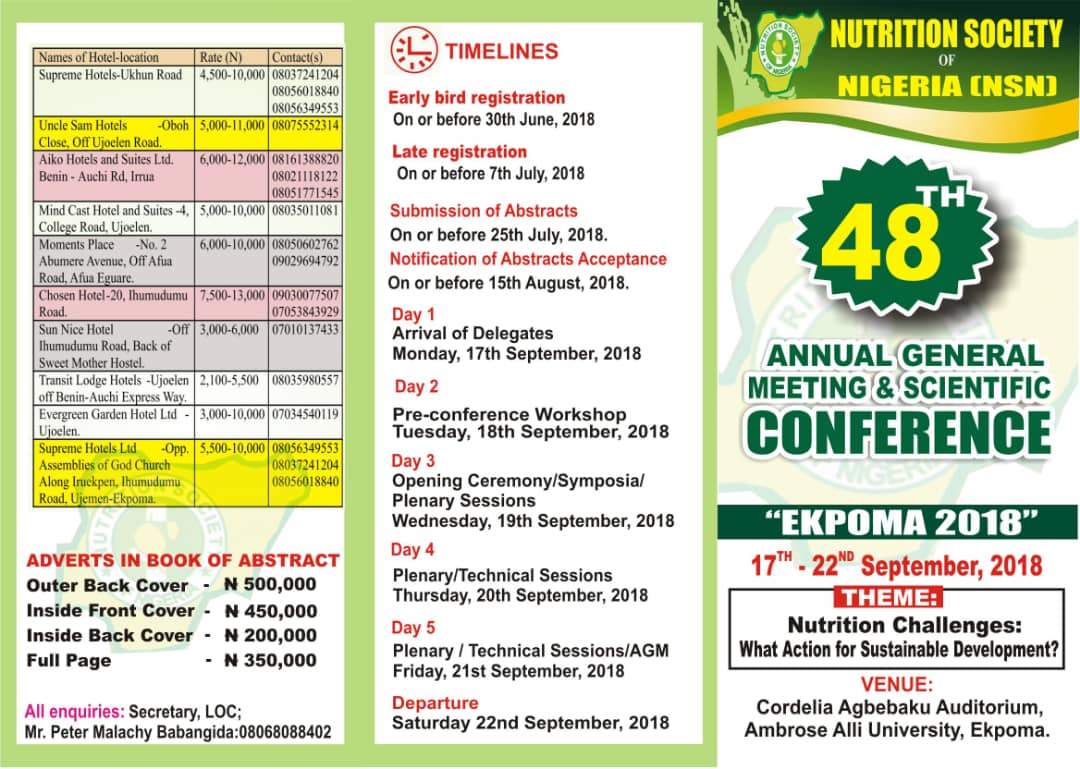 oyebamijiemma's tweet photo. I am excited to announce series of activities for the student participants at this year's scientific conference of @NSNconnect #Ekpoma2018
To know more about these activities follow me @FirstLush  on twitter and remember to use #NSNstudentaffairs @NutSoc_SC @TN_NutritionRPC https://t.co/DU4IUZbgqS