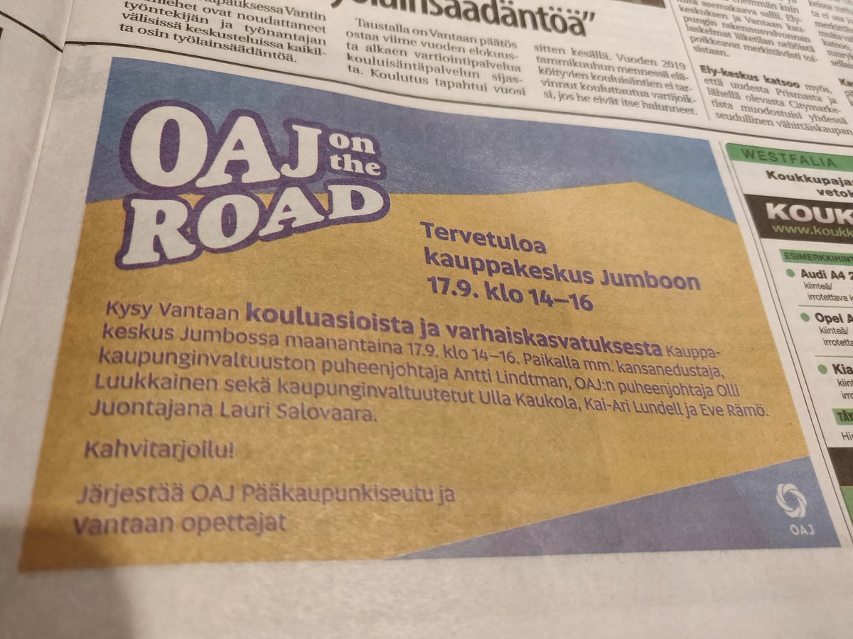 Huomenna Jumbossa. #opetus #koulutus #Vantaa #oajps