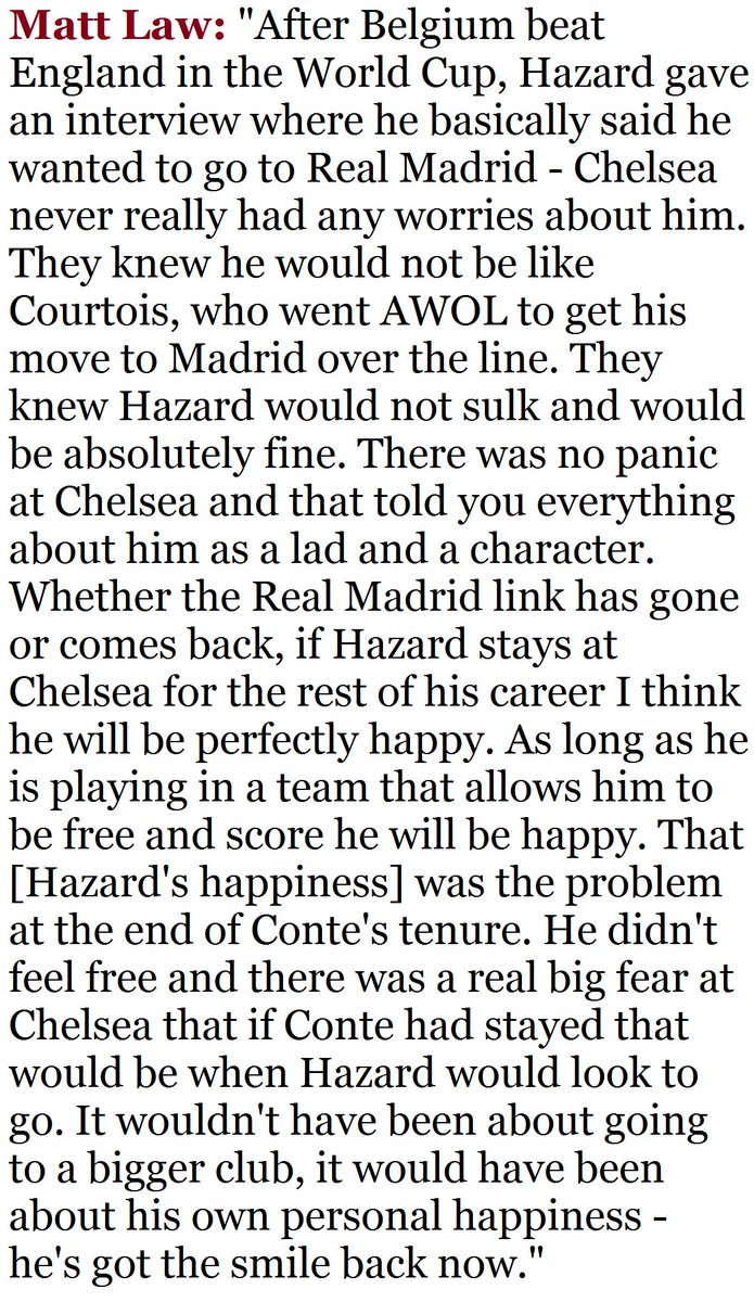 Telegraph's Matt Law on Hazard-Madrid.