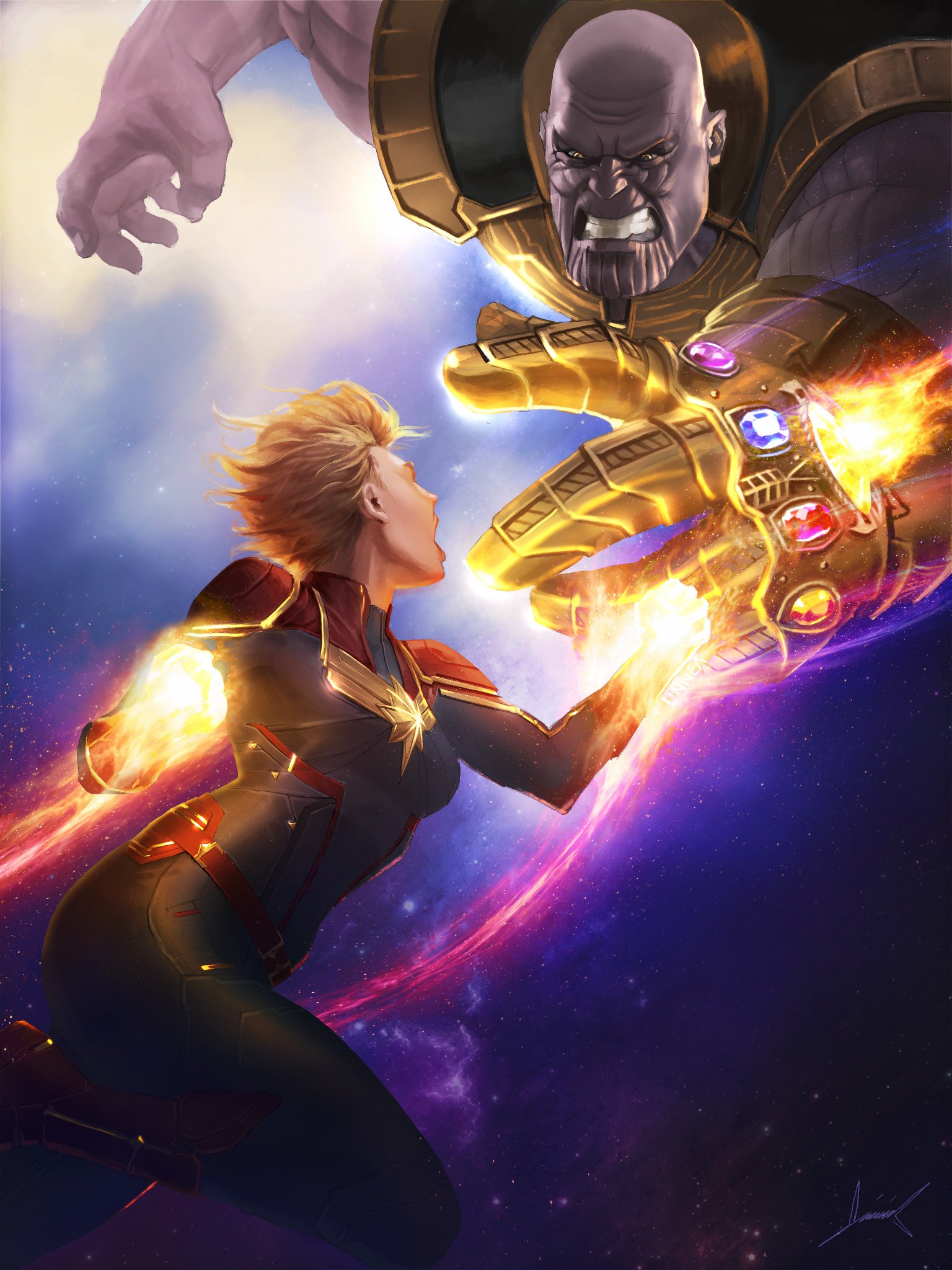 on Twitter "CaptainMarvel vs. Thanos. Because idk what I'm doing, but